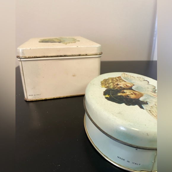 RARE Vintage Fiorucci Angel Cherub Tin Perfume Canisters/Containers:Cottage/Boho - Picture 11 of 11